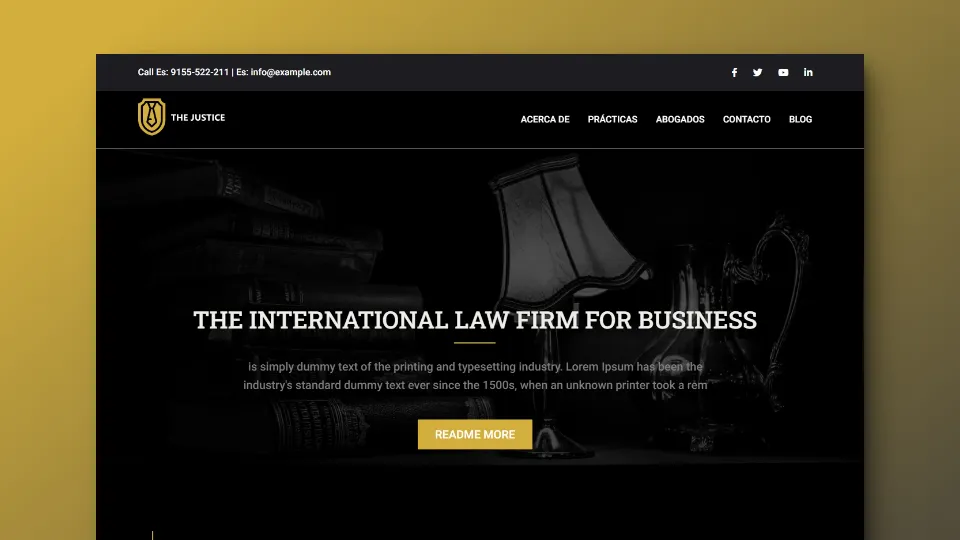 Screenshot de una landing page moderna para abogados