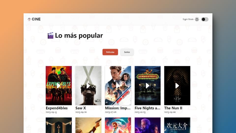 Screenshot de un pequeña App para ver los thiller de las últimas películas y series