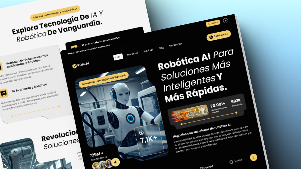 Screenshot de una landing page, construida utilizando Astro 5, css, Sass,js